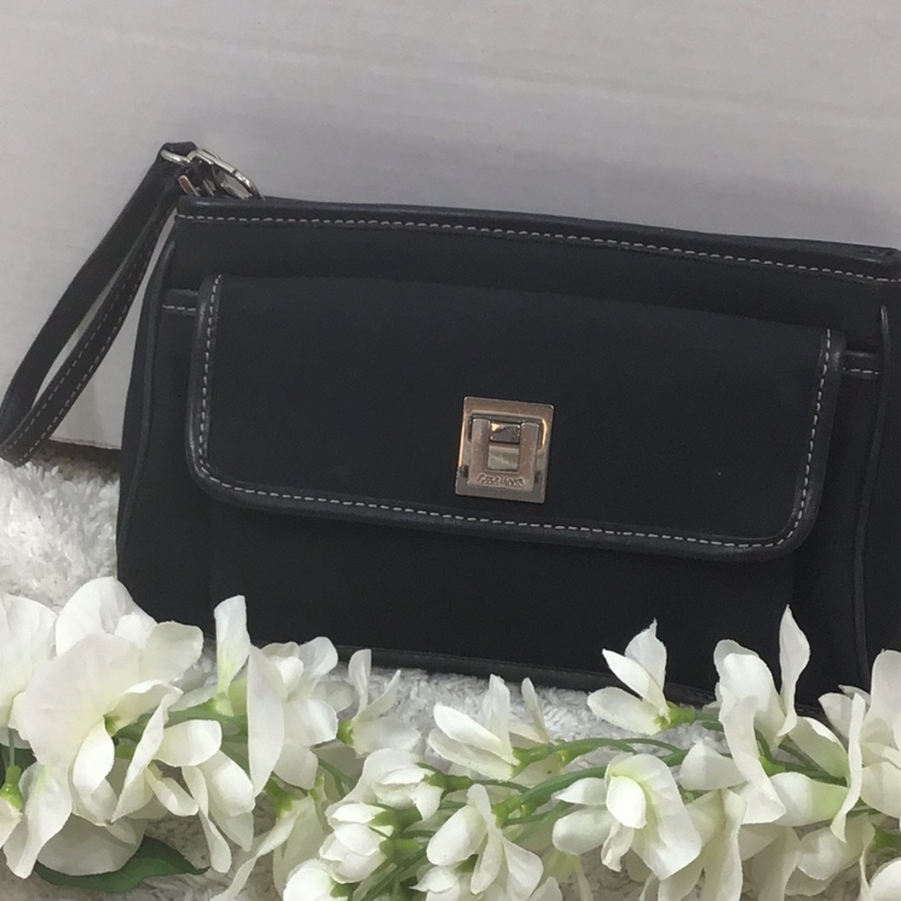 Cole Haan black microfiber wristlet